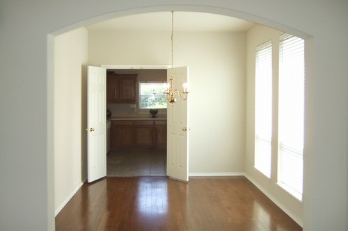 view from the formal living room through the dining room