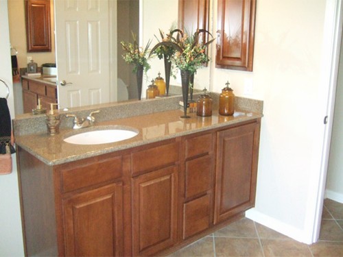 master bathroom has two vanities