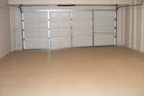 new garage door and finished flooring