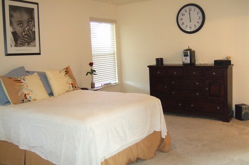 large master bedroom has walk-in closet and private master bath